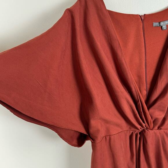 Julia Jordan Dress Womens 10 Flutter Sleeve Twist Front V Neck Sheath in Rust - Picture 11 of 11